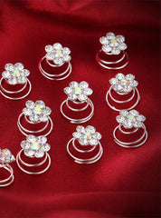 12Pcs Haar Dekor Kristall Strass Blume Haar