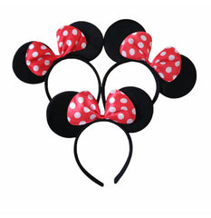 12 Stück Minnie/Mickey-Ohren, einfarbig schwarz & rote Schleife
