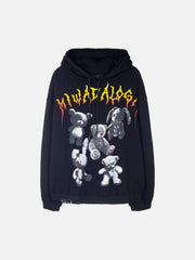 Bear Full Letters Oversized Washed Hoodie