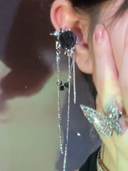 Pendientes de borlas de rosa negra