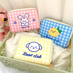 Cute Club Check Coin Purse