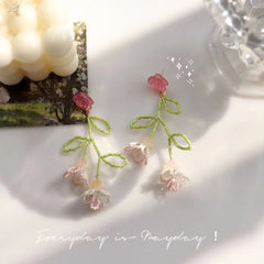 Ohrringe mit rosa Blüten und Farbverlauf