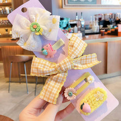 Net Yarn Bow Hairpin Set-5pcs