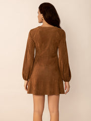 Button Down Long Sleeve Mini Dress