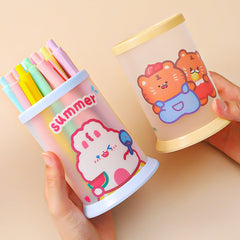 Cartoon Round Folding Pen Holder