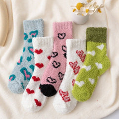 Calcetines de suelo de polar coral Retro Love
