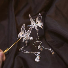 Pinza para el cabello con borla de mariposa antigua