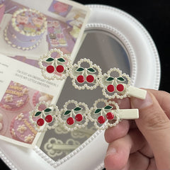 Pearl Cherry Heart Hair Clip