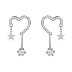 Pendientes de borlas con estrellas y corazones kawaii