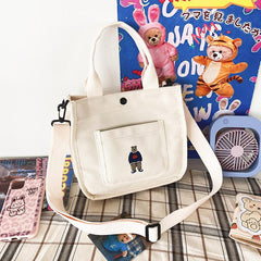 College Embroidery Bear Shoulder Bag