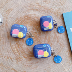 Estuche para Airpods con sonrisa azul de dibujos animados