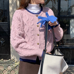 Suéter tipo cárdigan de punto con giro