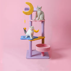 Árbol para gatos con forma de estrella y luna de múltiples capas