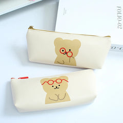 Estuche para lápices con forma de oso de gafas