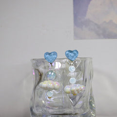 Pendientes de nube de amor azul