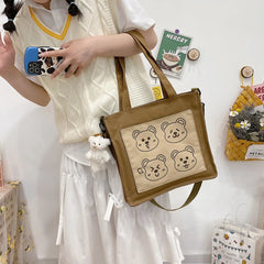 Bolso de hombro con estampado de oso y personalidad