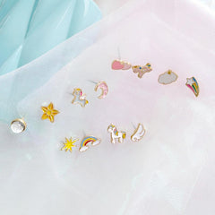 4 pendientes con bonitos animales de arcoíris