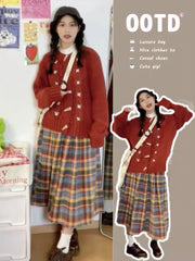 Karierter, plissierter Winterrock aus Wolle