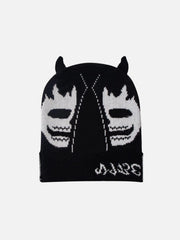 Dark Demon Head Print Wool Cap