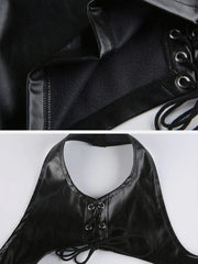 Irregular Navel Sleeveless PU Vest