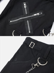 Punk Metal Buckle Chain Pants