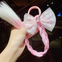 Diadema trenzada colorida para niños, soporte de goma para cola de caballo