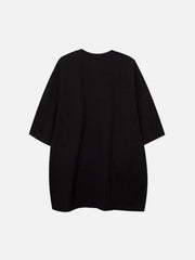 Contrasting Color Stitching Buckle Streamer Tee