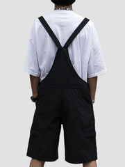 Functional Dark Solid Color Cotton overalls
