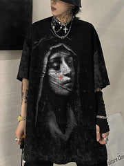 Dark Vintage Virgin Print Washed Tee
