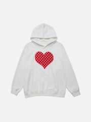 Towel Embroidery Plaid Love Hoodie