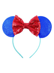 Lindas diademas con orejas de ratón y flores de rosa