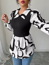 Abstract Print Long Sleeve Blouse