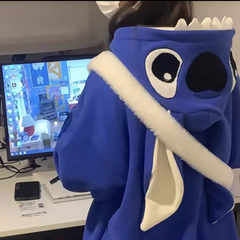 Fleece-Sweatshirt mit Cartoon-Stich