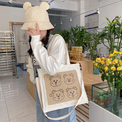 Bolso de hombro con estampado de oso y personalidad