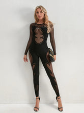 Fishing Net Sheer Long Sleeve Jumpsuit