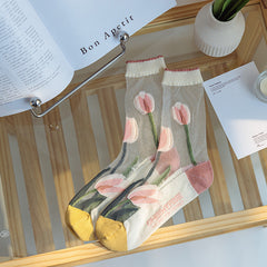 Sommerliche Liliensocken aus Glaswolle