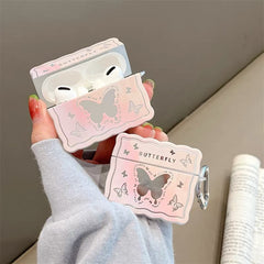 Pink Butterfly Airpods Case