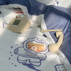 Bonita funda de edredón con forma de oso espacial