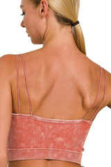 Washed Ribbed Seamless Double Strap Brami