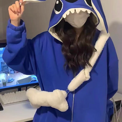 Fleece-Sweatshirt mit Cartoon-Stich