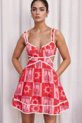 Cutout Printed Mini Dress