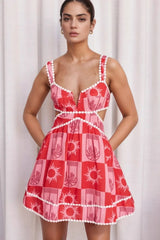 Cutout Printed Mini Dress
