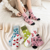 Retro Love Coral Fleece Floor Socks