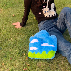 Precioso bolso de peluche con forma de nube de colores (diseño original)