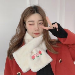 Bufanda de flores con sonrisa de dibujos animados kawaii