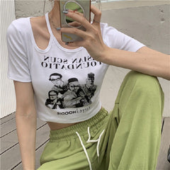 Camiseta vintage recortada de chica cool