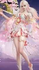Pink Sakura Cloud Goddess Cosplay Princess Dress Set