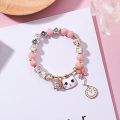Pulsera de esmalte de colores con forma de gato