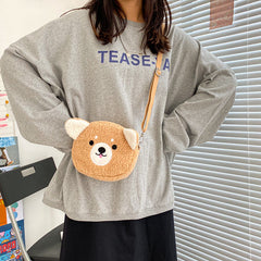 Süße Umhängetasche aus Plüsch mit Katzenmotiv