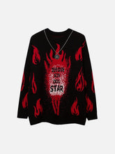Red Fire Flame with Chain Knitted Sweater